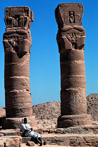 photo of the standing Hathor columns