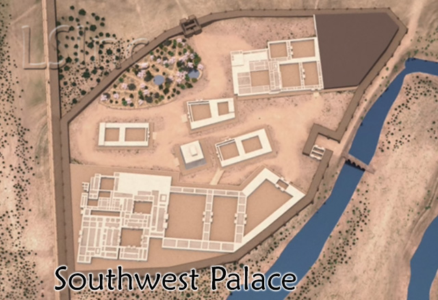Aerial views of the Southwest Palace model