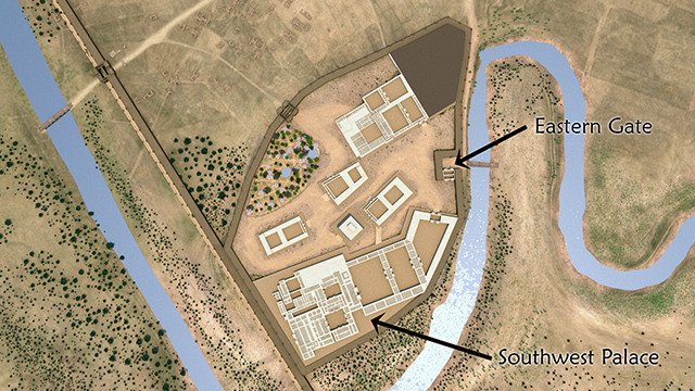 aerial view showing the location of the East Gate, Nineveh