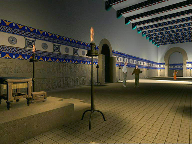 Donald being interviewed inside the virtual Northwest Palace, Nimrud