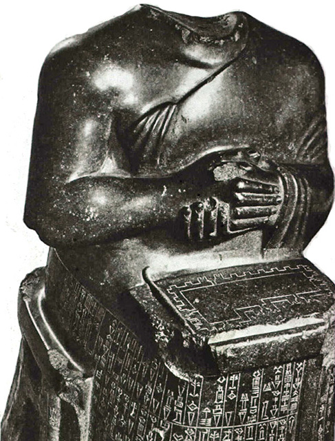 Gudea with temple plan on his lap