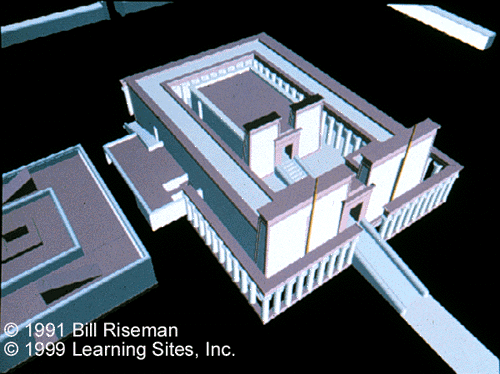 Aerial rendering of the Sun Temple complex