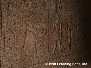 Gebel Barkal, Temple B300, sanctuary wall carvings (model by Learning Sites)