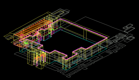 3D wire-frame model of the Northwest Palace of Ashur-nasir-pal II